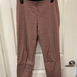 A New Day Red and Brown Plaid Fitted Work Pants